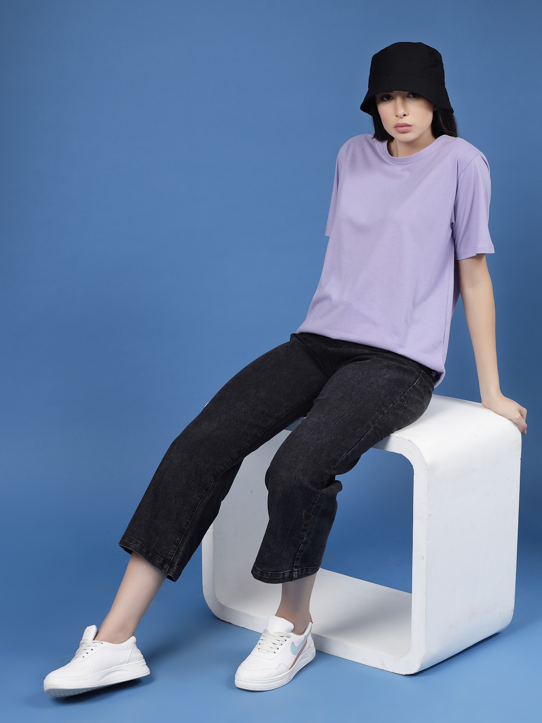 

Rigo Printed Drop-Shoulder Sleeves Pure Cotton T-shirt, Purple