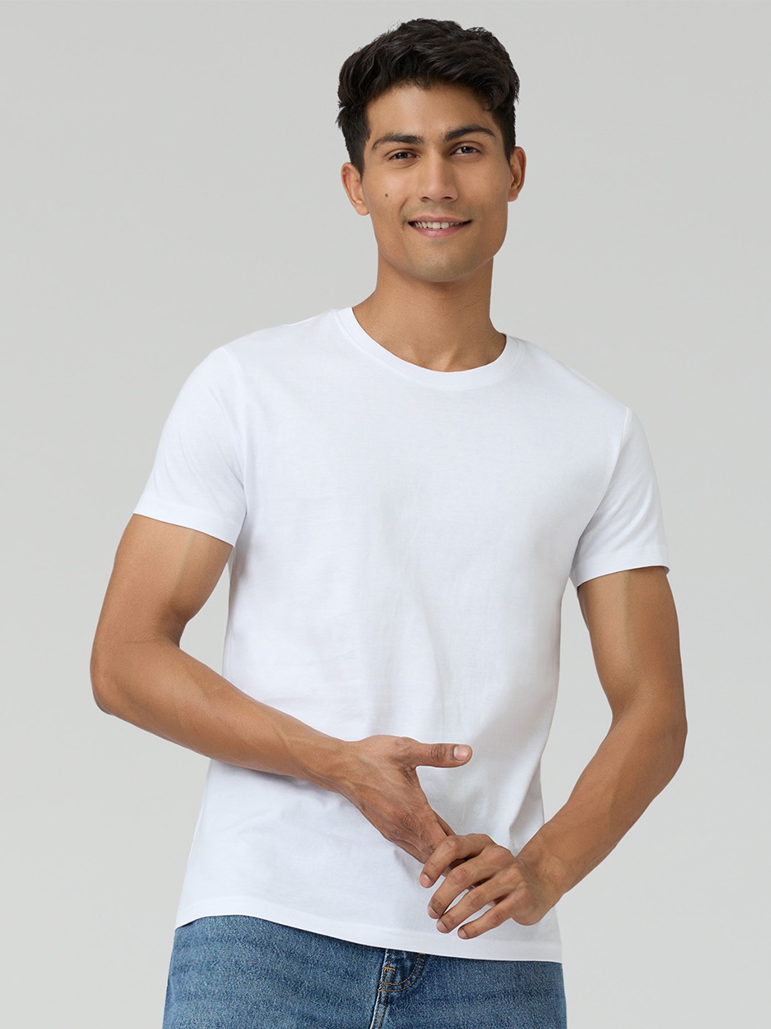 

XYXX Men White Pace Intellieaze Cotton Crew Neck T-shirt