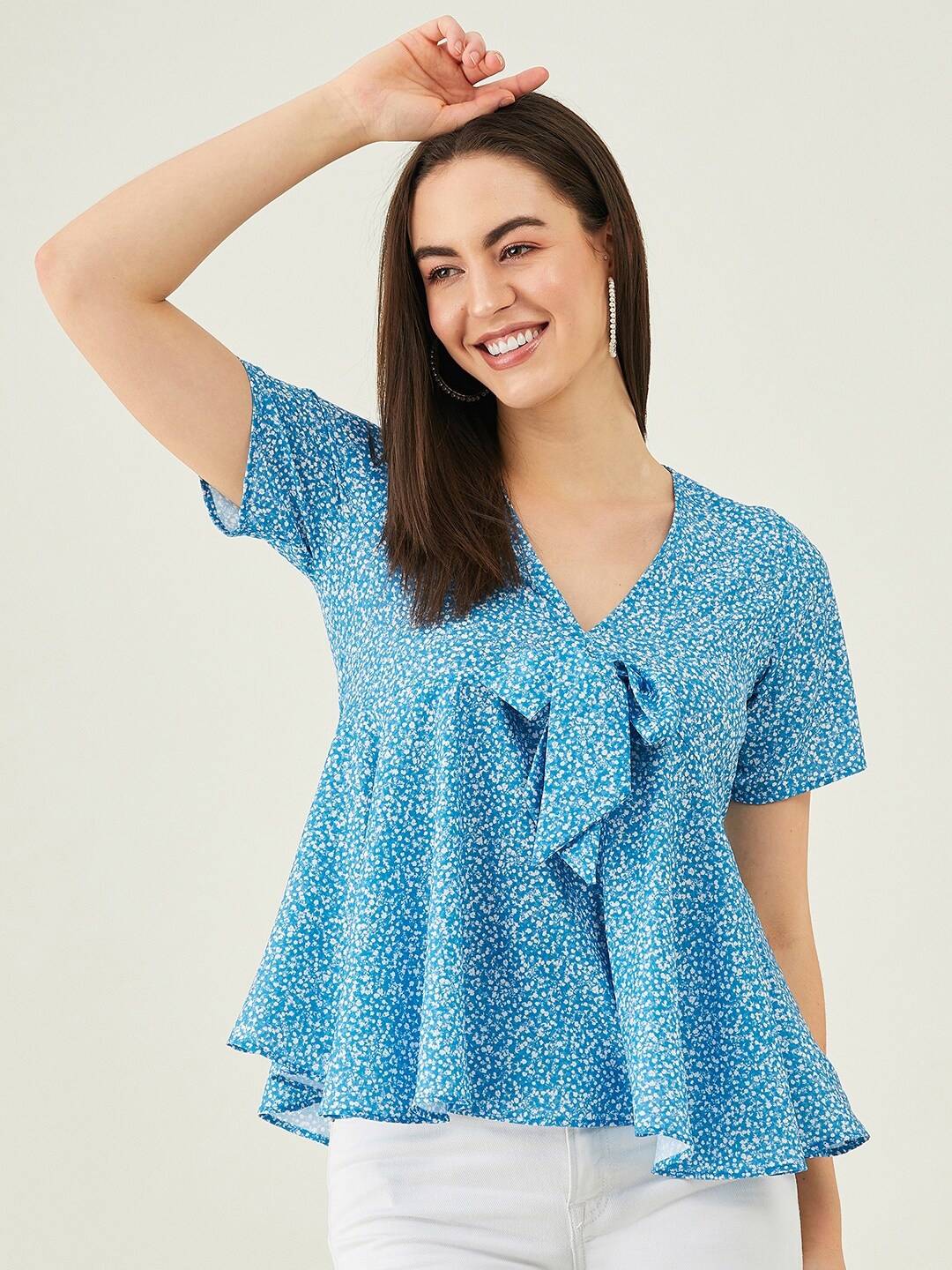 

Modeve Floral Print Empire Top, Blue