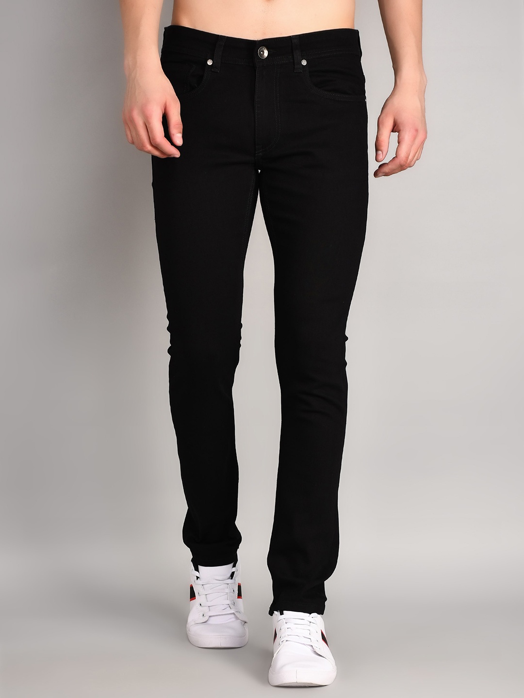 

TIM PARIS Comfort Mid-Rise Slim Fit Cotton Stretchable Jeans, Black