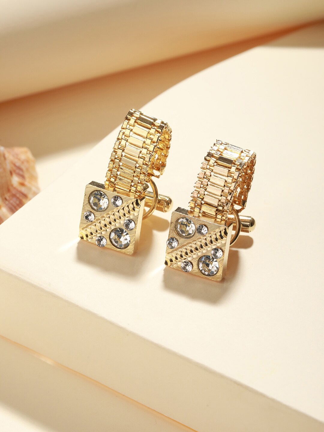 

Priyaasi Studded Square Belt Gold-Plated Cufflink