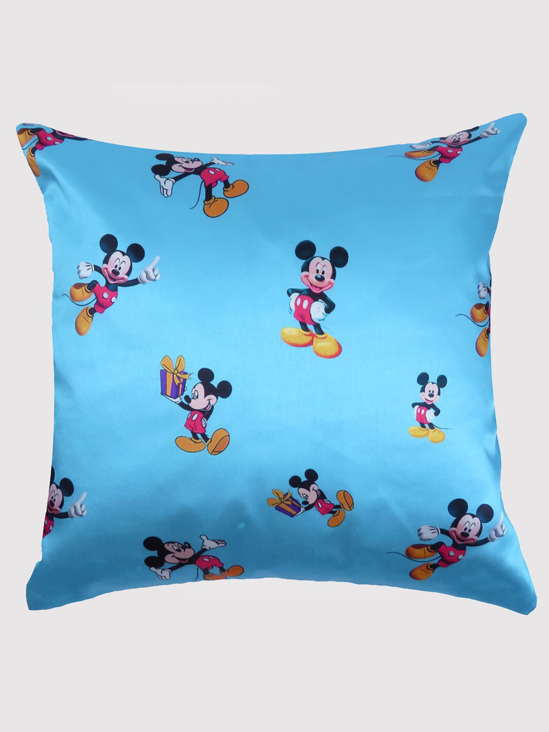 

OUSSUM Blue & Black Cartoon Characters Printed Satin Square Cushion Cover