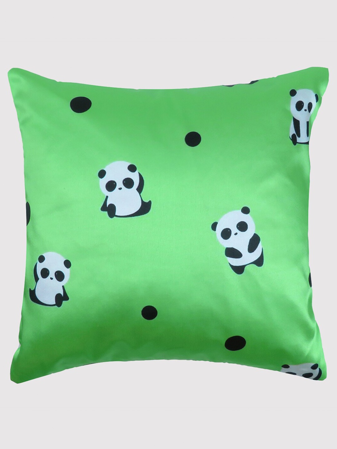 

OUSSUM Green & Black Conversational Printed Satin Square Cushion Cover