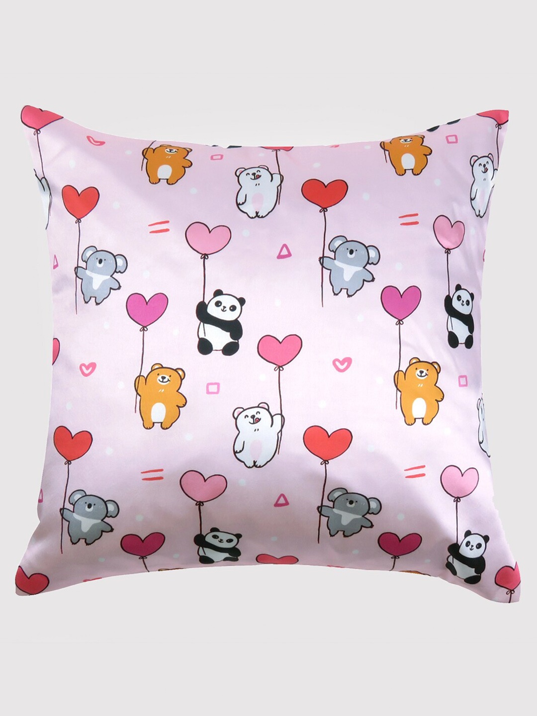 

OUSSUM Pink & Red Cartoon Characters Satin Square Cushion Cover