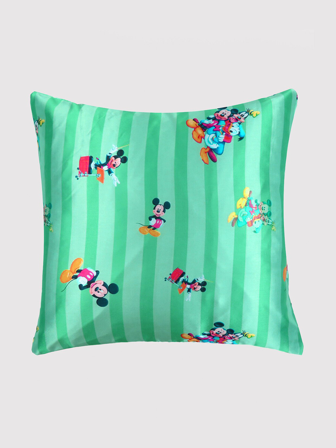 

OUSSUM Green & Blue Cartoon Characters Satin Square Cushion Cover