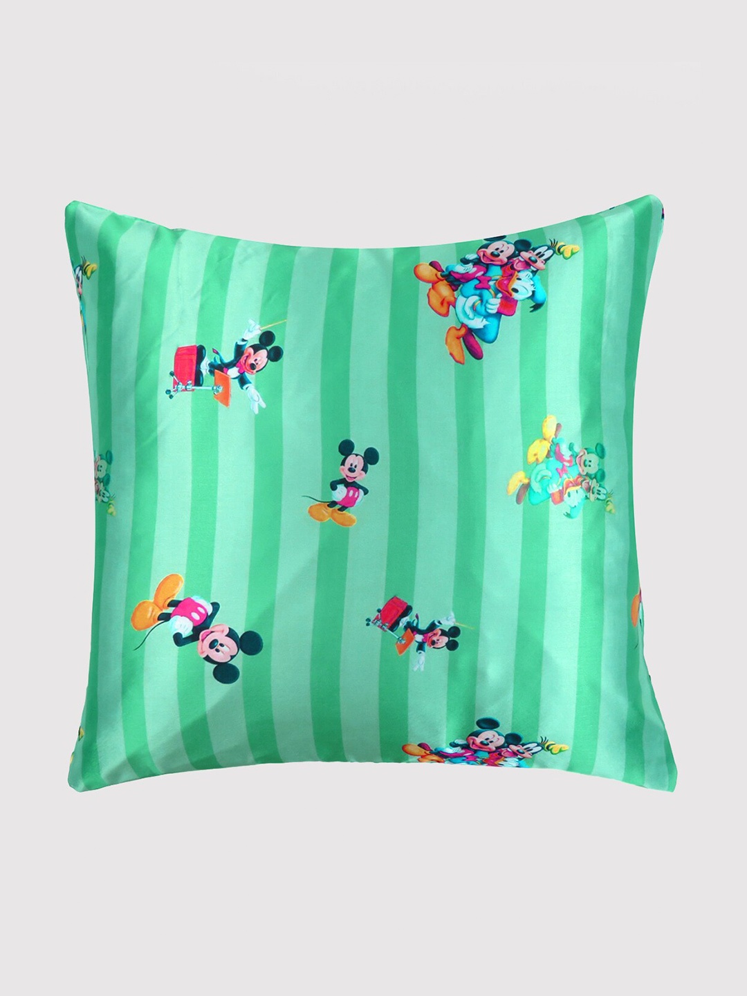 

OUSSUM Green & Red Cartoon Characters Satin Square Cushion Cover