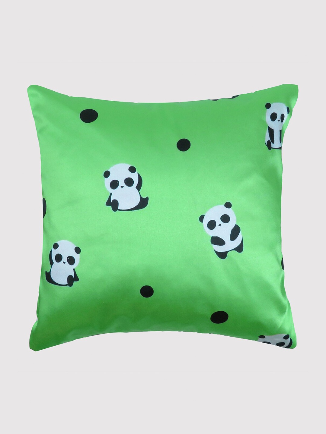 

OUSSUM Green & Black Cartoon Characters Satin Square Cushion Covers