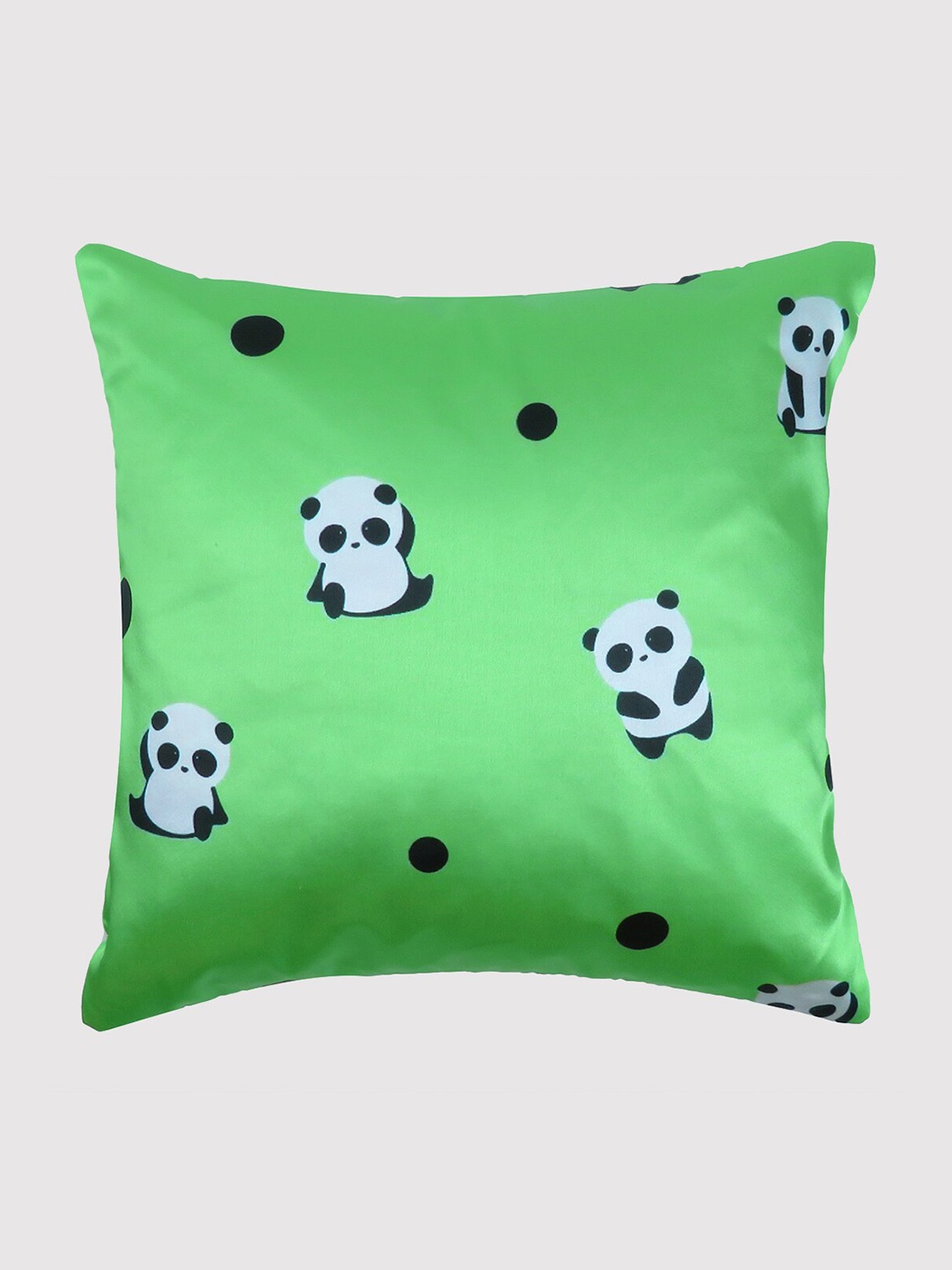 

OUSSUM Green & White Quirky Satin Square Cushion Cover