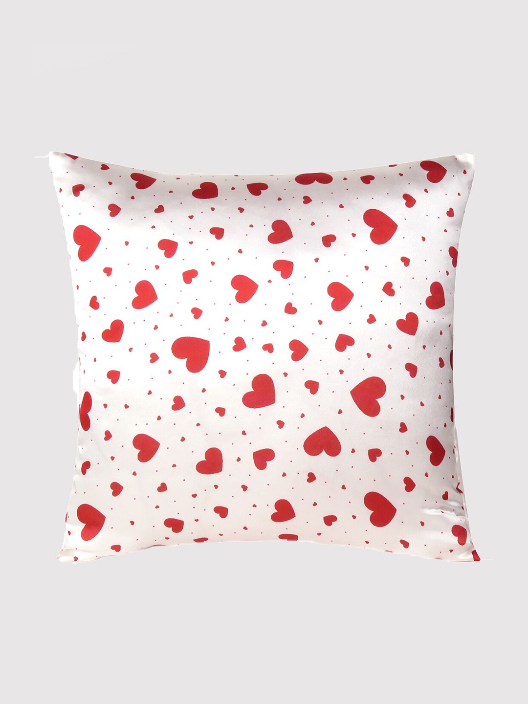 

OUSSUM Off White & Red Geometric Satin Square Cushion Covers