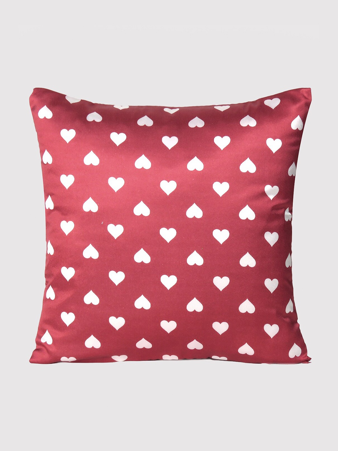 

OUSSUM Red & White Geometric Satin Square Cushion Covers