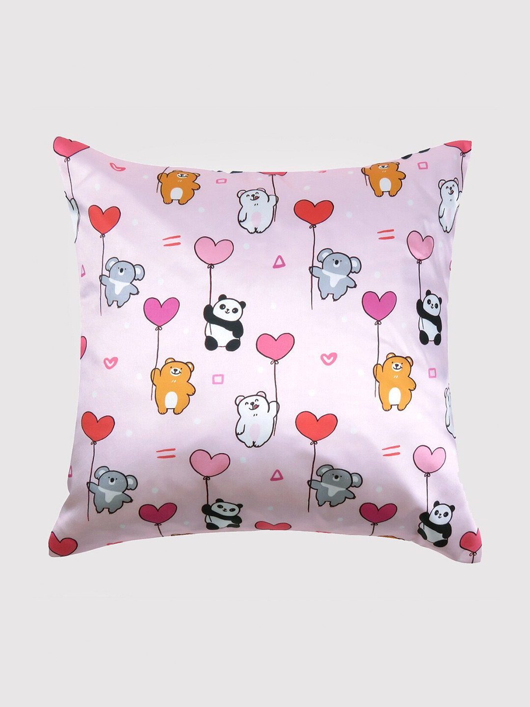 

OUSSUM Pink & Yellow Cartoon Characters Satin Square Cushion Covers
