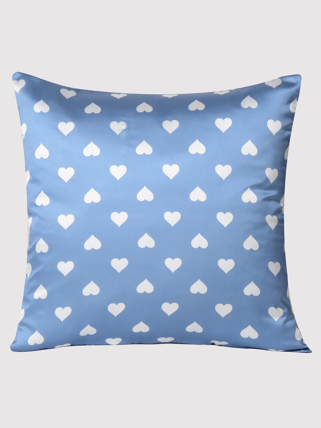 

OUSSUM Blue & White Printed Satin Square Cushion Cover