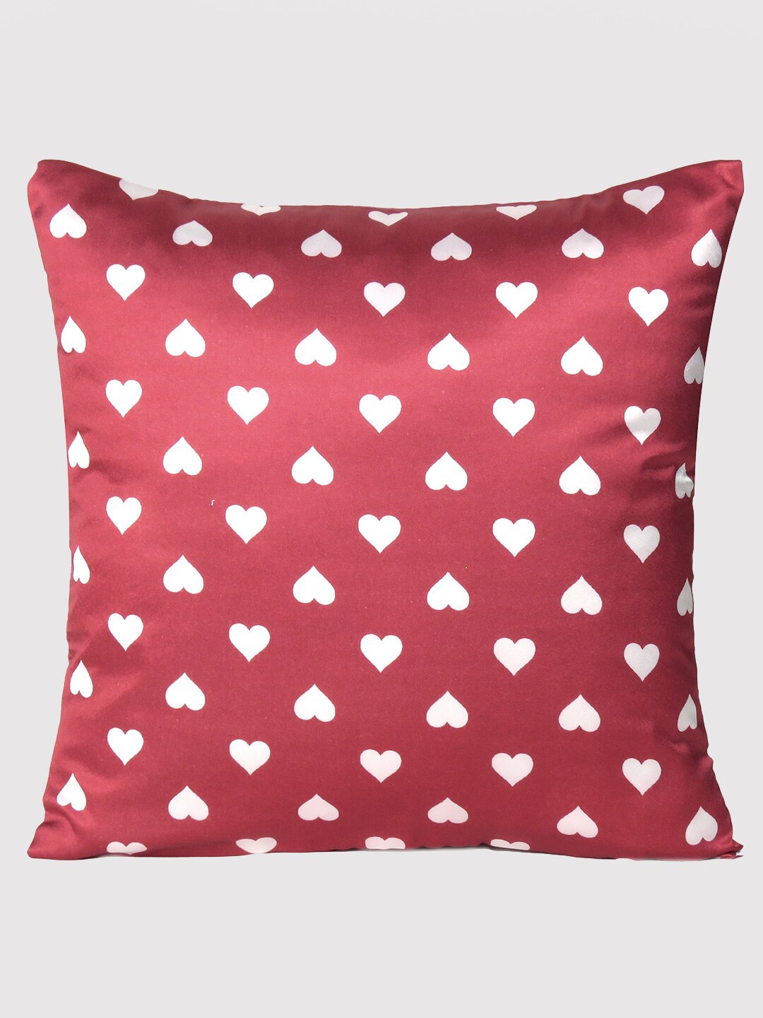 

OUSSUM Red & White Abstract Satin Square Cushion Cover