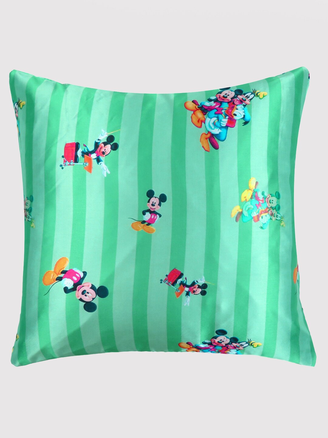 

OUSSUM Green & Red Cartoon Characters Satin Square Cushion Cover