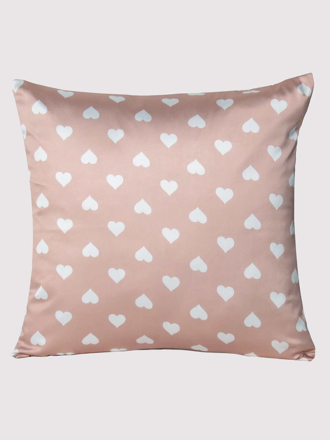 

OUSSUM Orange & White Printed Satin Square Cushion Cover