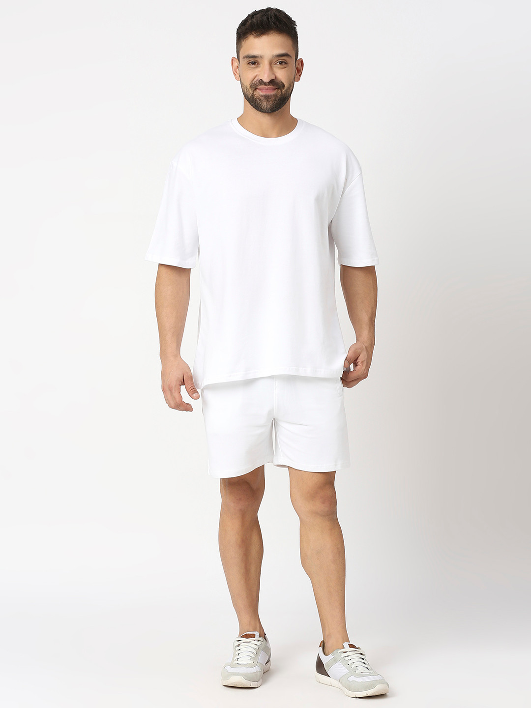 

THE DAILY OUTFITS Drop-Shoulder Pure Cotton Oversized T-shirt, White