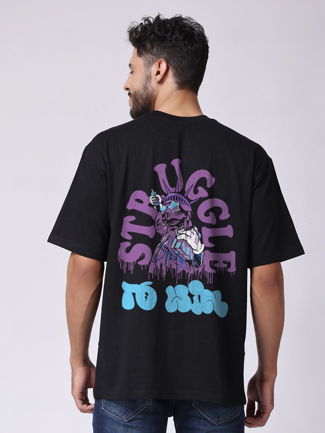 

The Label Bar Typography Printed Oversized Cotton T-shirt, Black