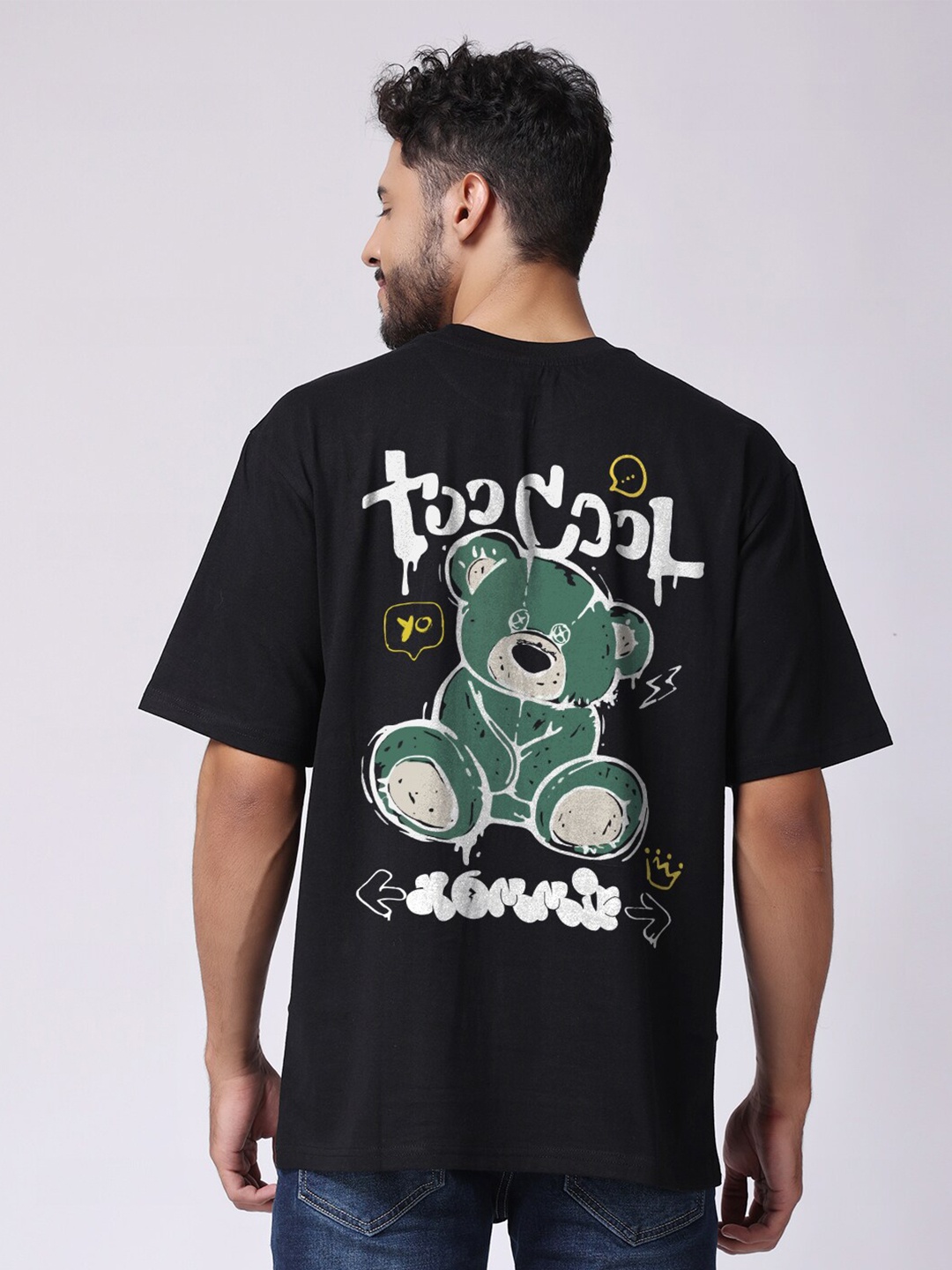 

The Label Bar Hommie Printed Drop-Shoulder Oversized Cotton T-shirt, Black