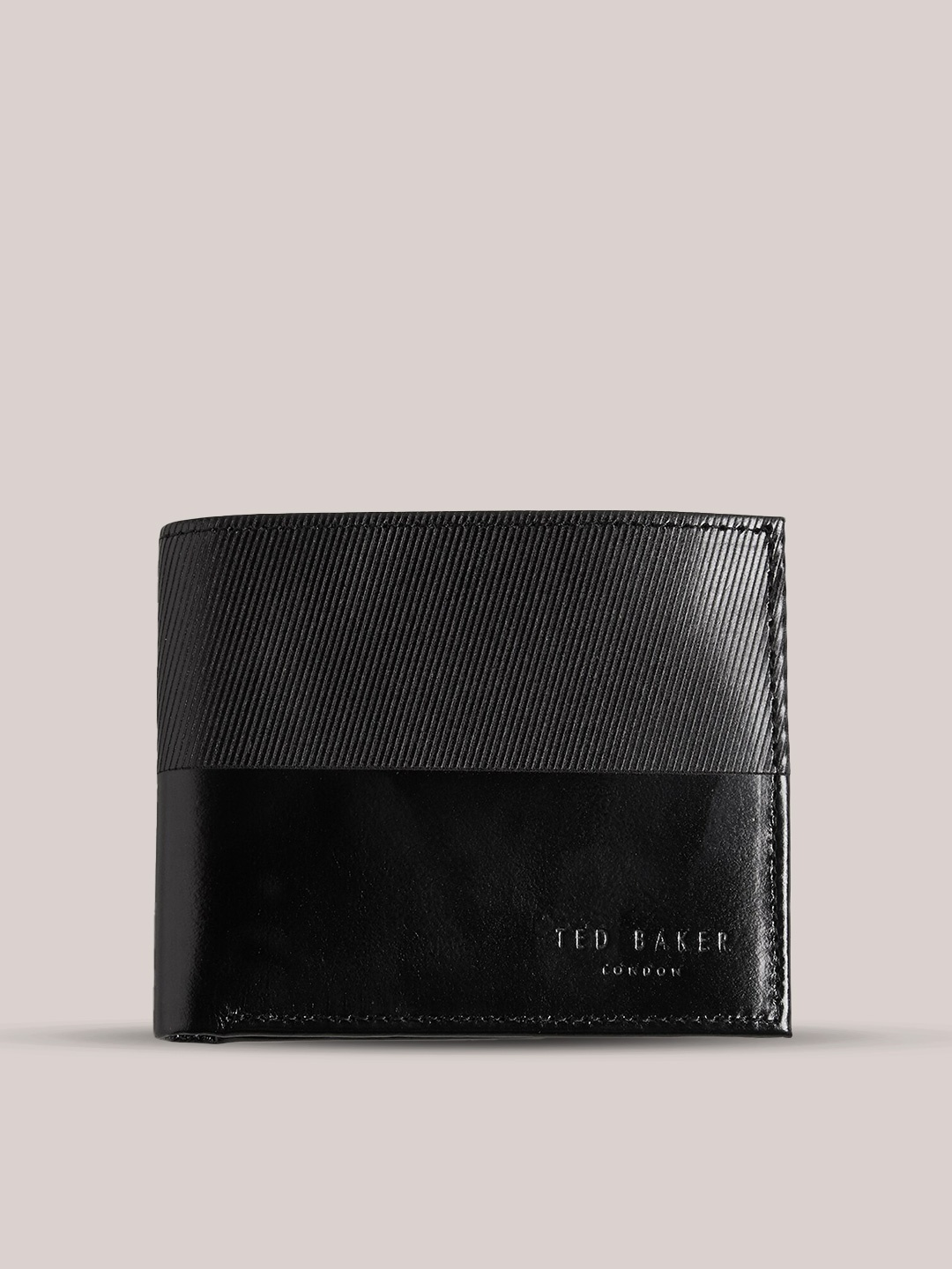 

Ted Baker Men Striped Leather Two Fold Wallet, Black