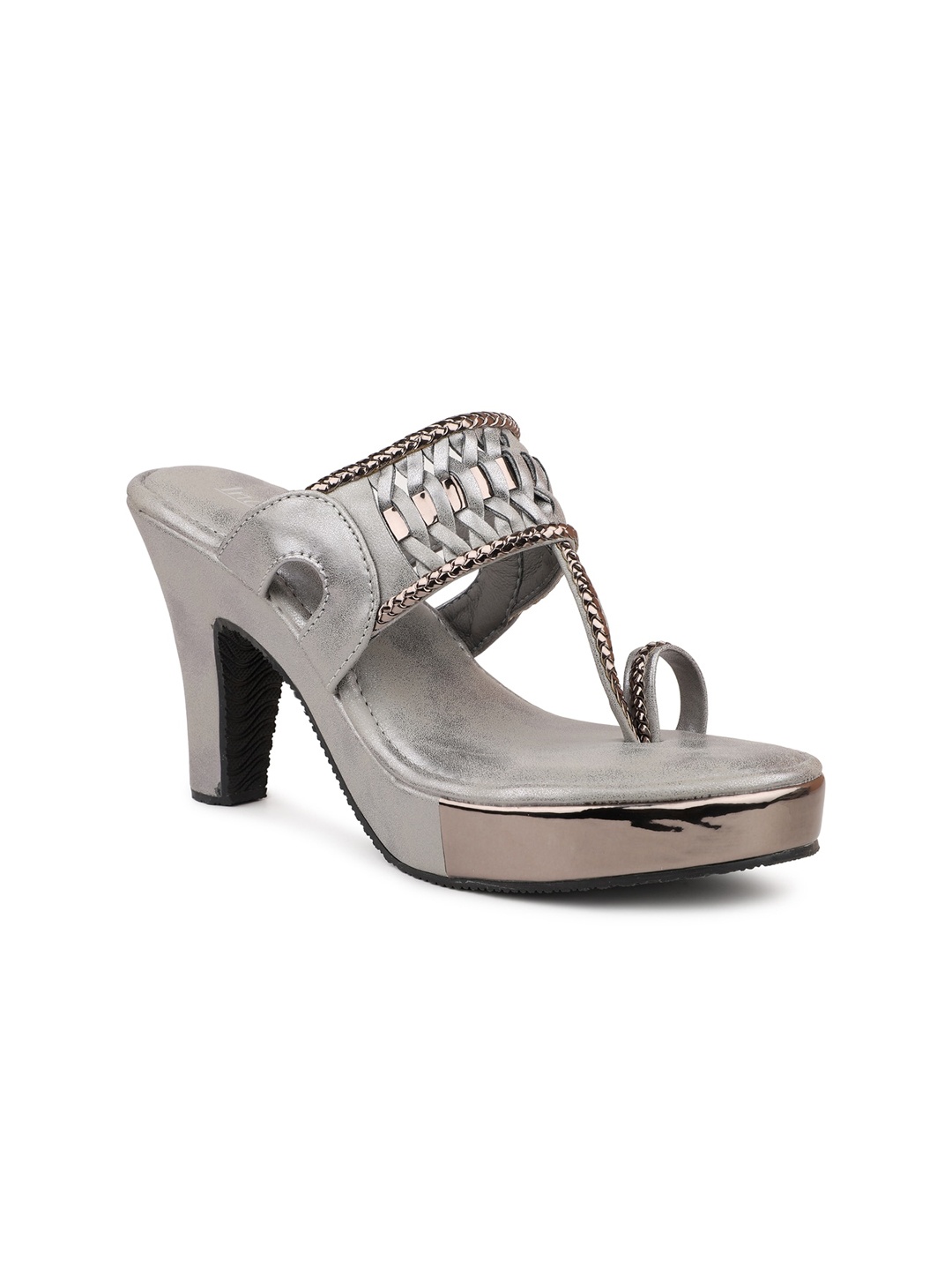 

Inc 5 Embellished One Toe Platform Heels, Grey