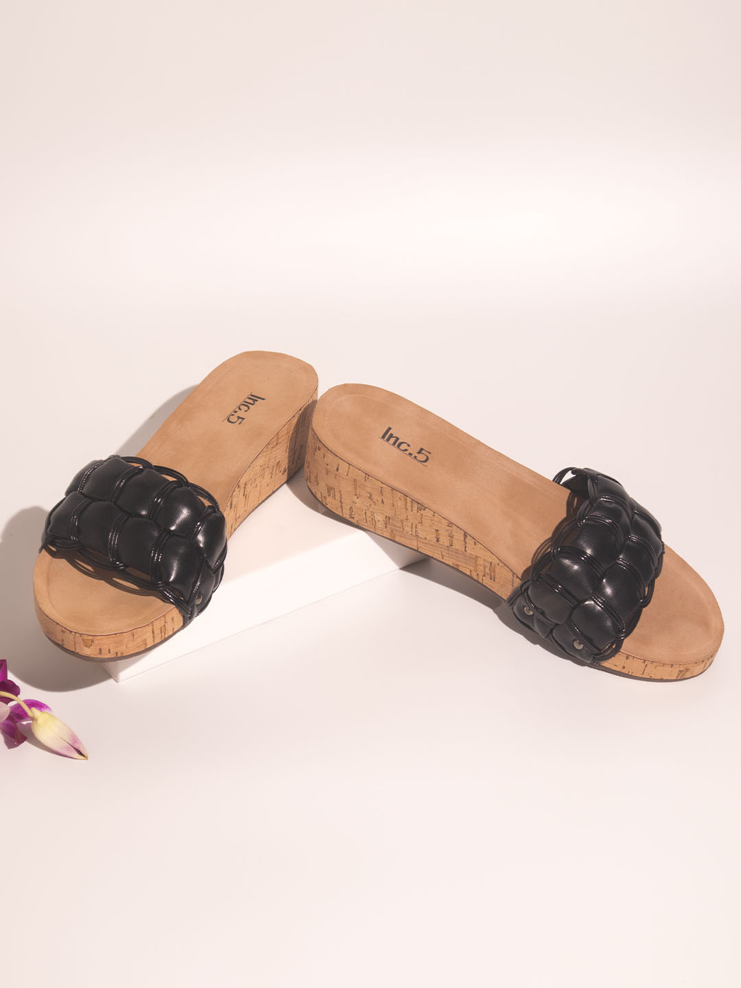 

Inc 5 Open Toe Flatform Heels, Black