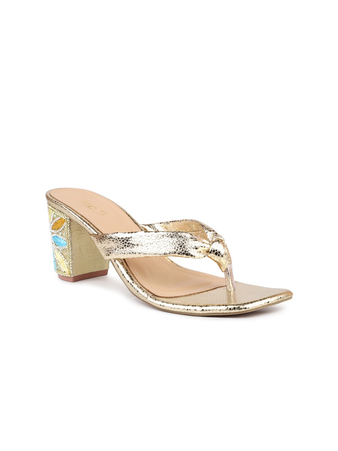 

Inc 5 Embellished Party Block Heels, Gold