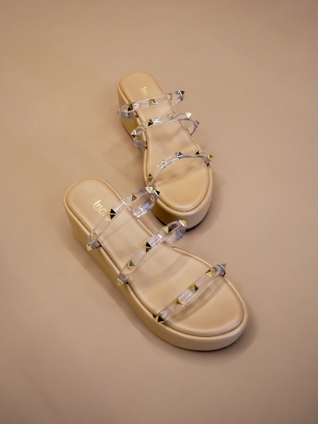 

Inc 5 Embellished Strappy Flatform Heels, Beige