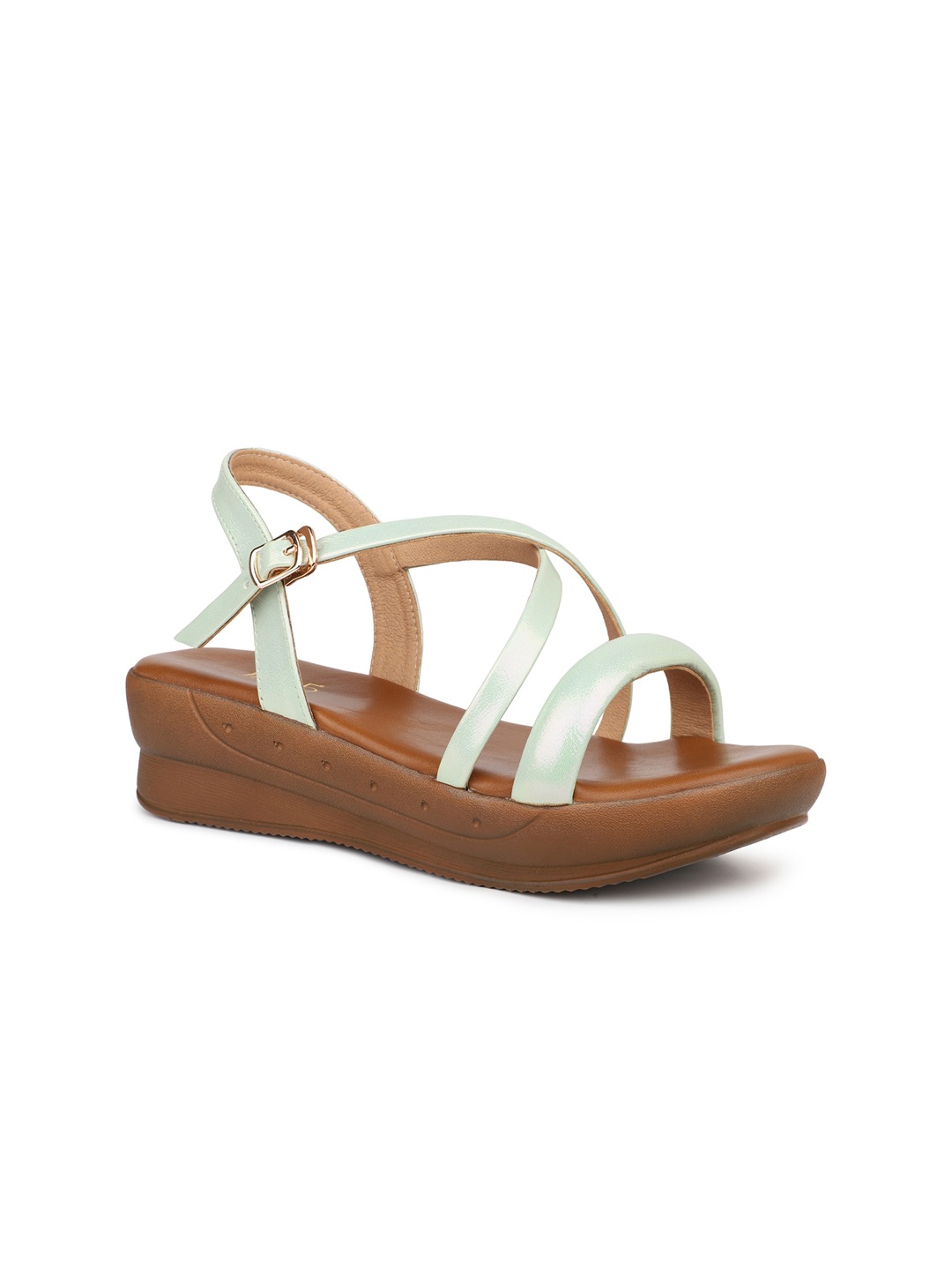 

Inc 5 Cross Strap Open Toe Wedges With Buckles, Sea green