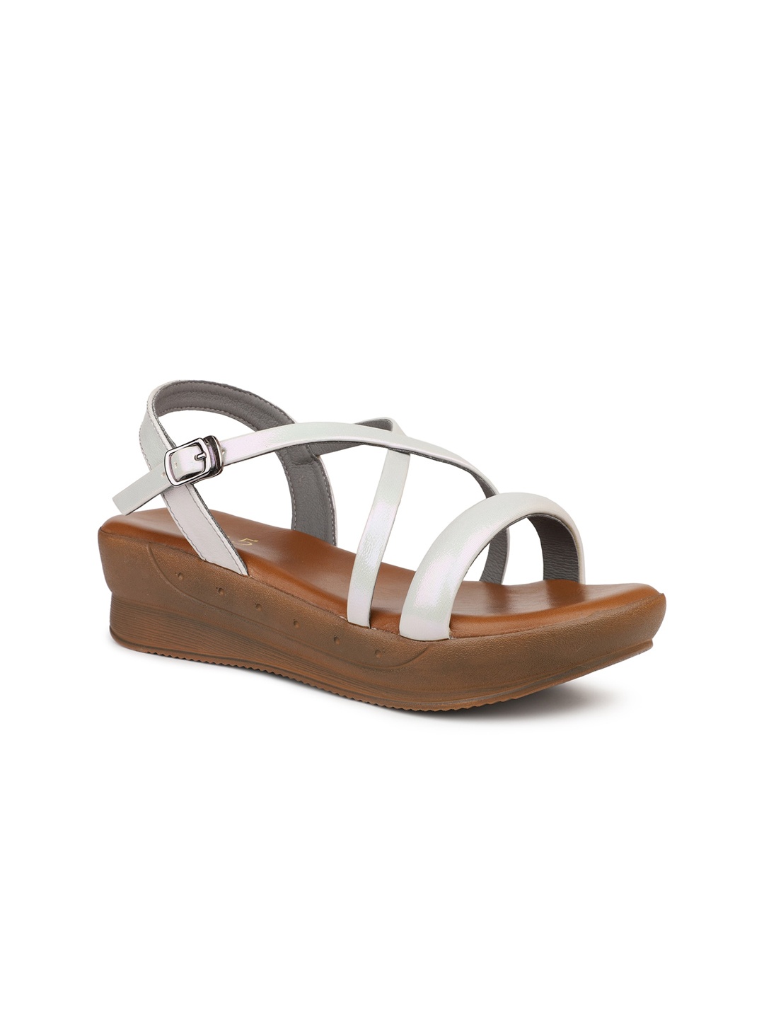 

Inc 5 Open Toe Cross Strap Party Wedges With Buckles, Metallic