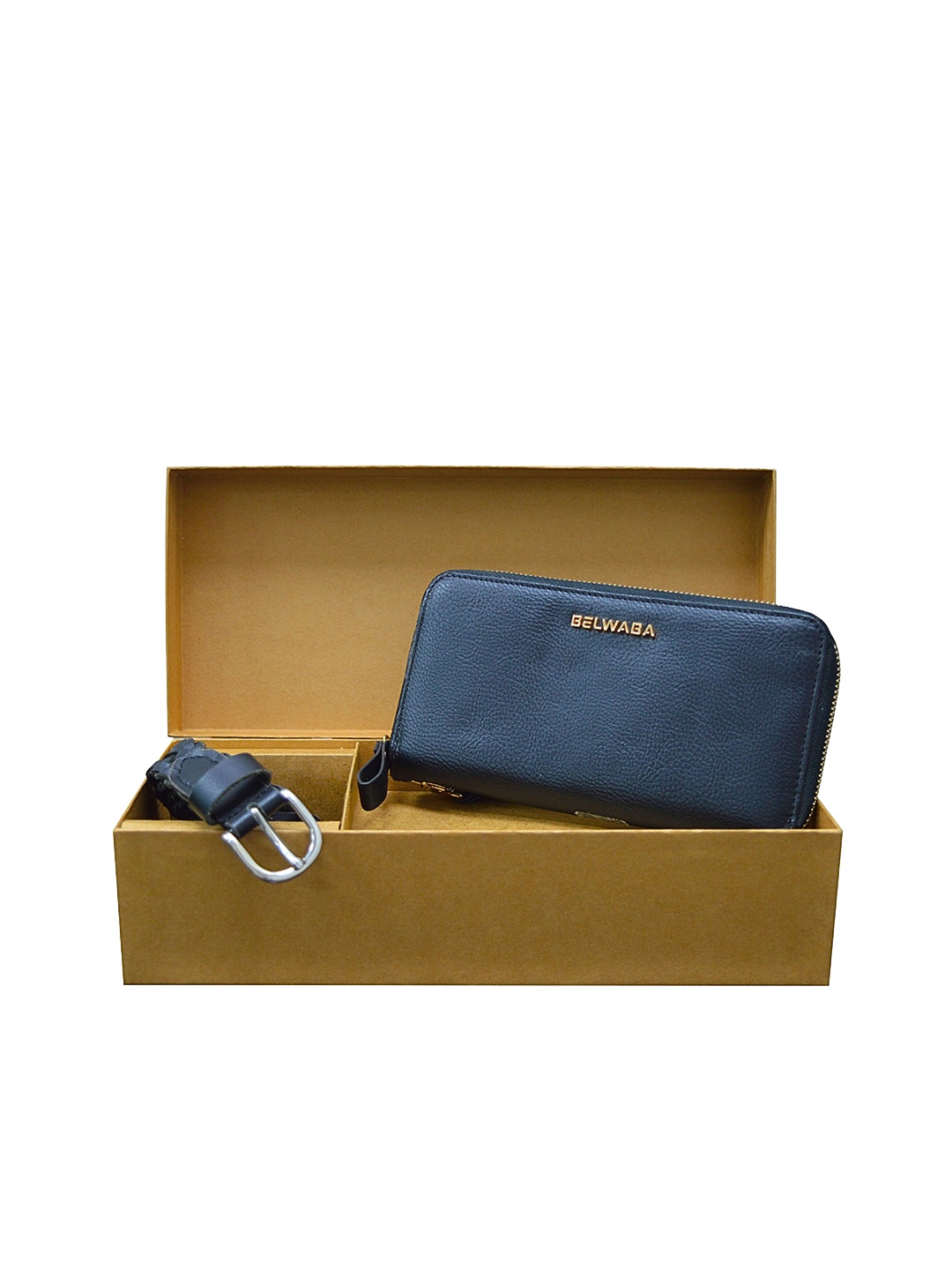 

Belwaba Women Textured Wallet & Belt Gift Set, Blue