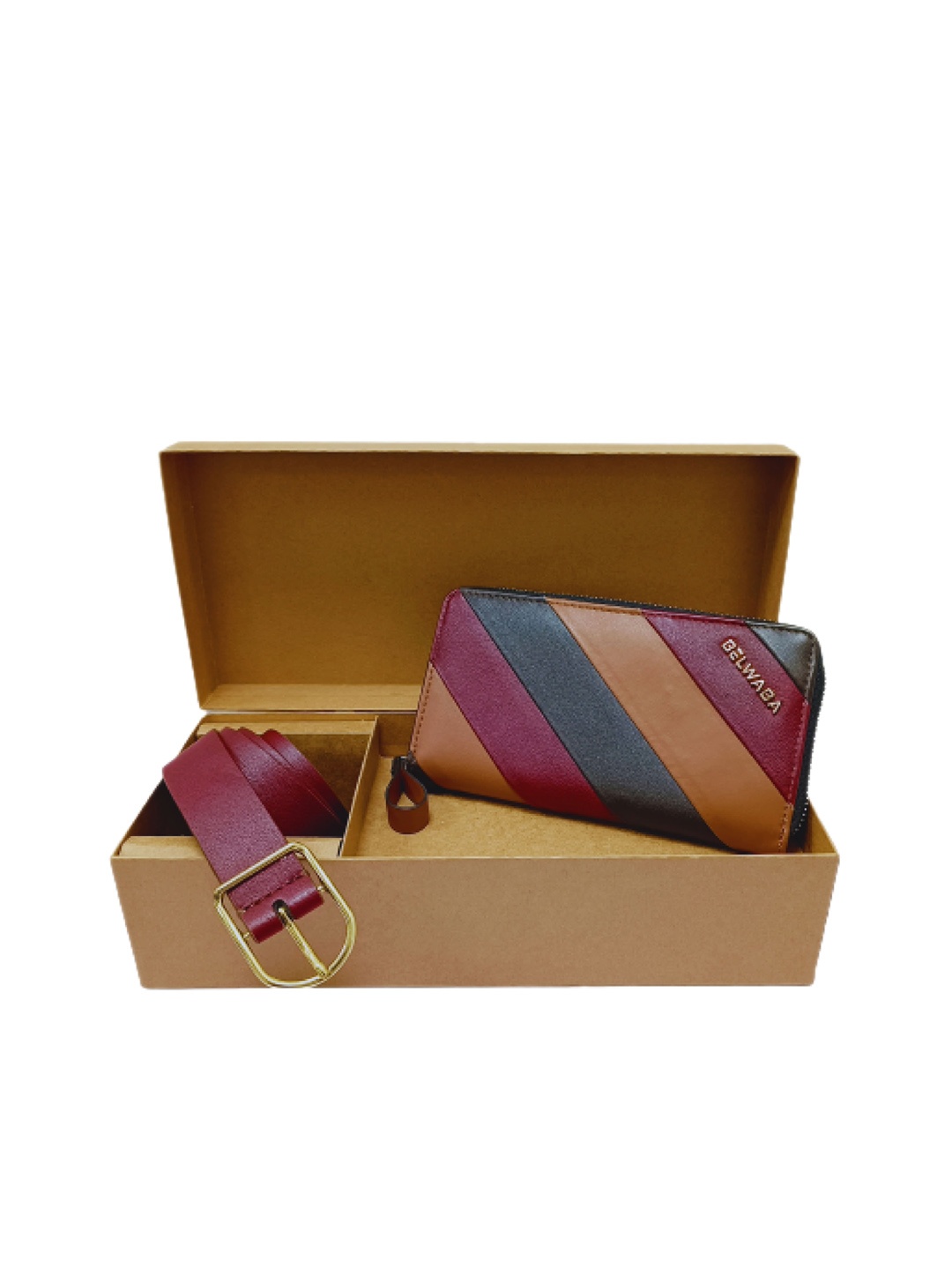 

Belwaba Women Belt & Wallet Gift Set, Brown