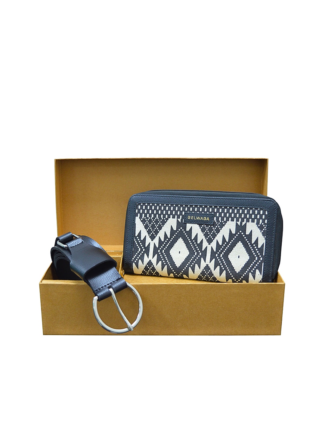 

Belwaba Women Belt & Wallet Gift Set, Black
