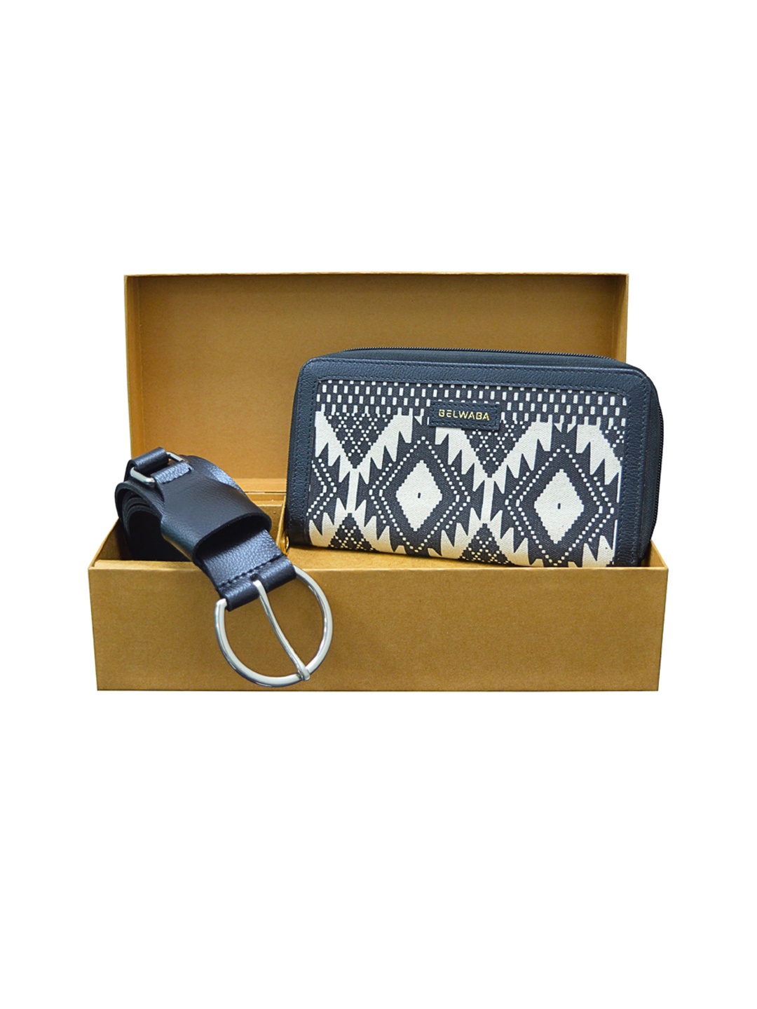 

Belwaba Women Belt & Wallet Gift Set, Black