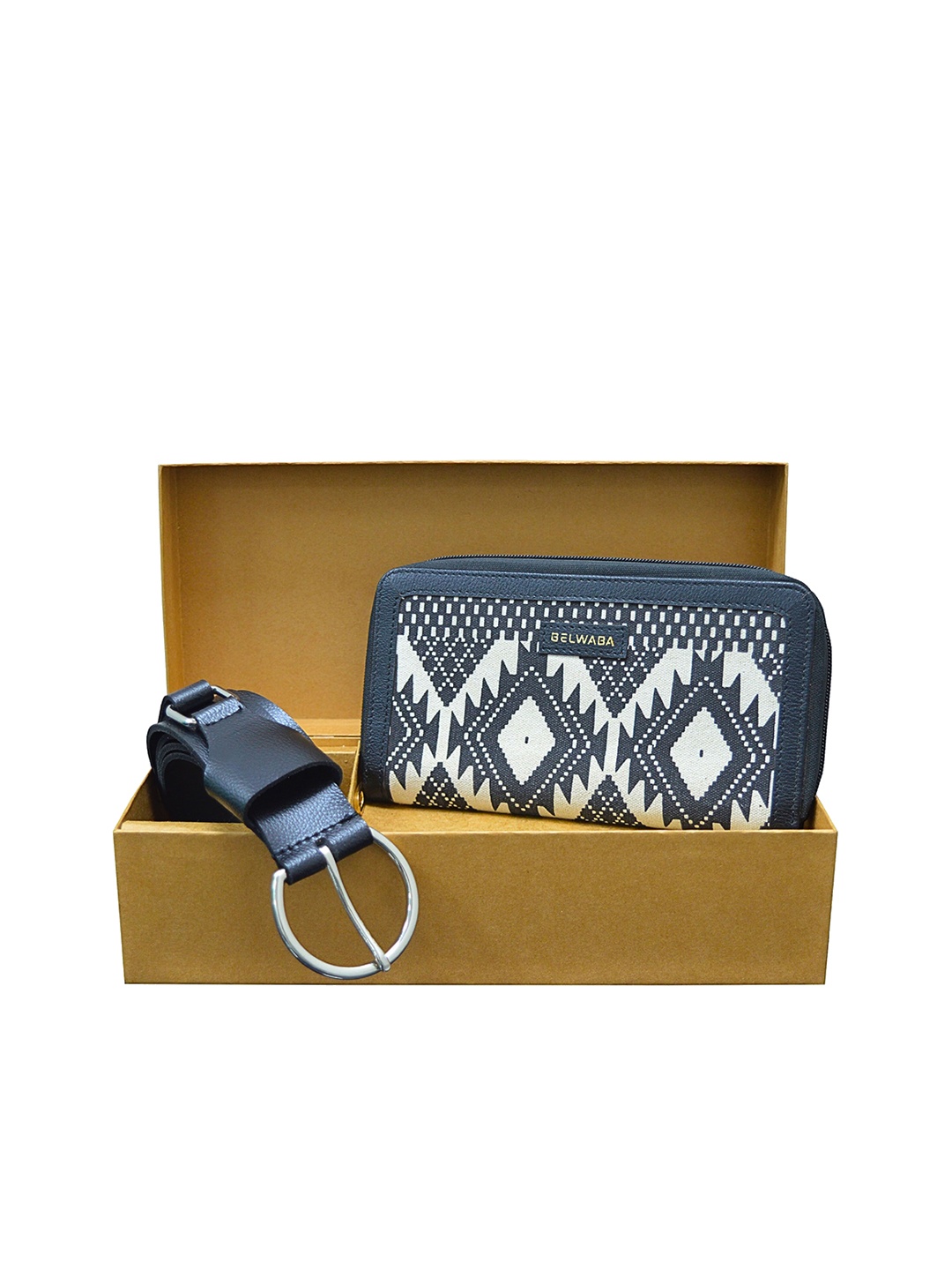 

Belwaba Women Belt & Wallet Gift Set, Black