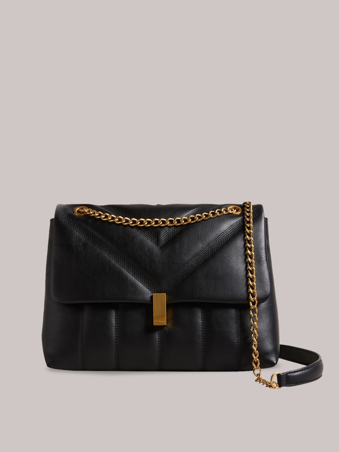 

Ted Baker Leather Quilted Structured Handheld Bag, Black