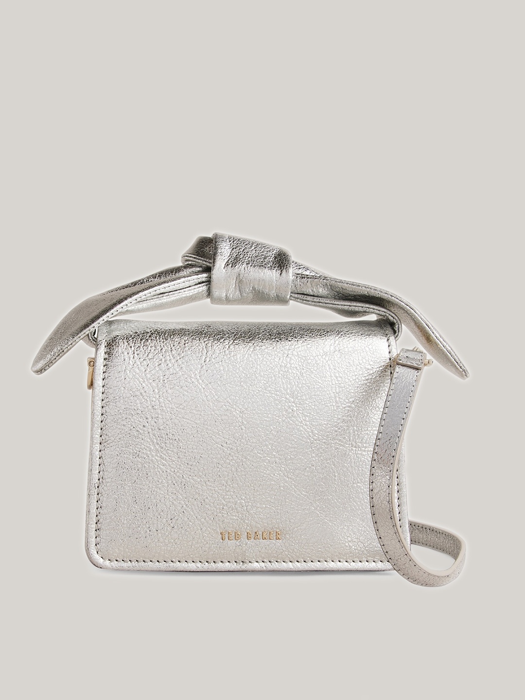 

Ted Baker Leather Textured Sling Bag, Silver