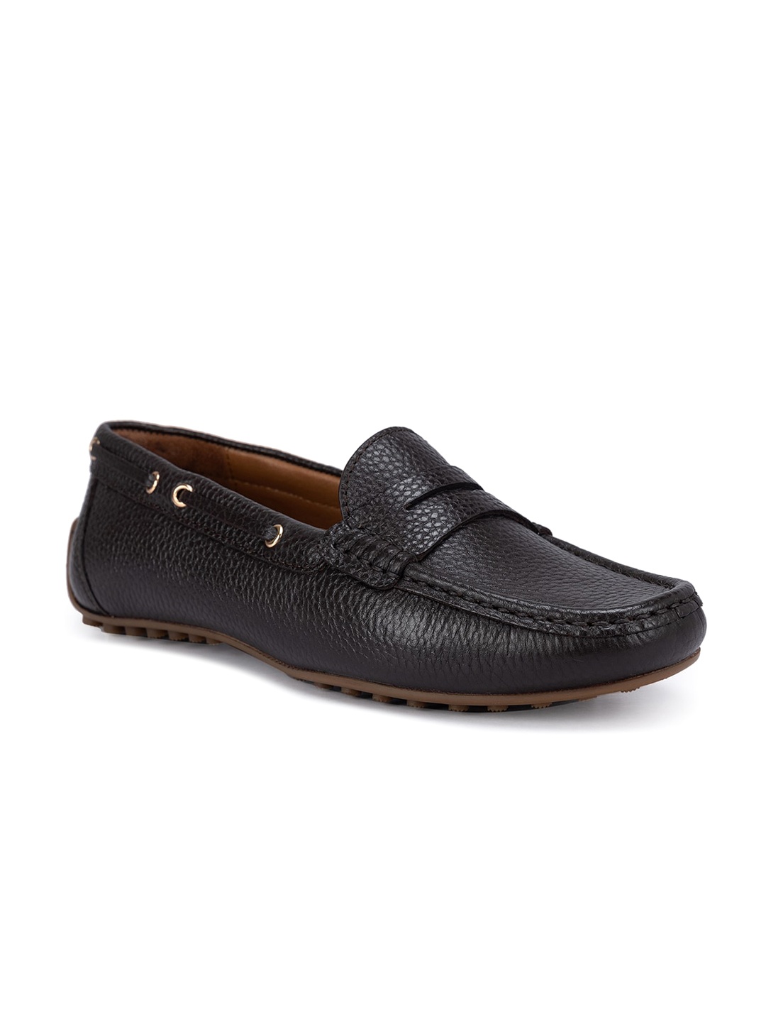 

ROSSO BRUNELLO Women Textured Leather Penny Driving Shoes, Coffee brown