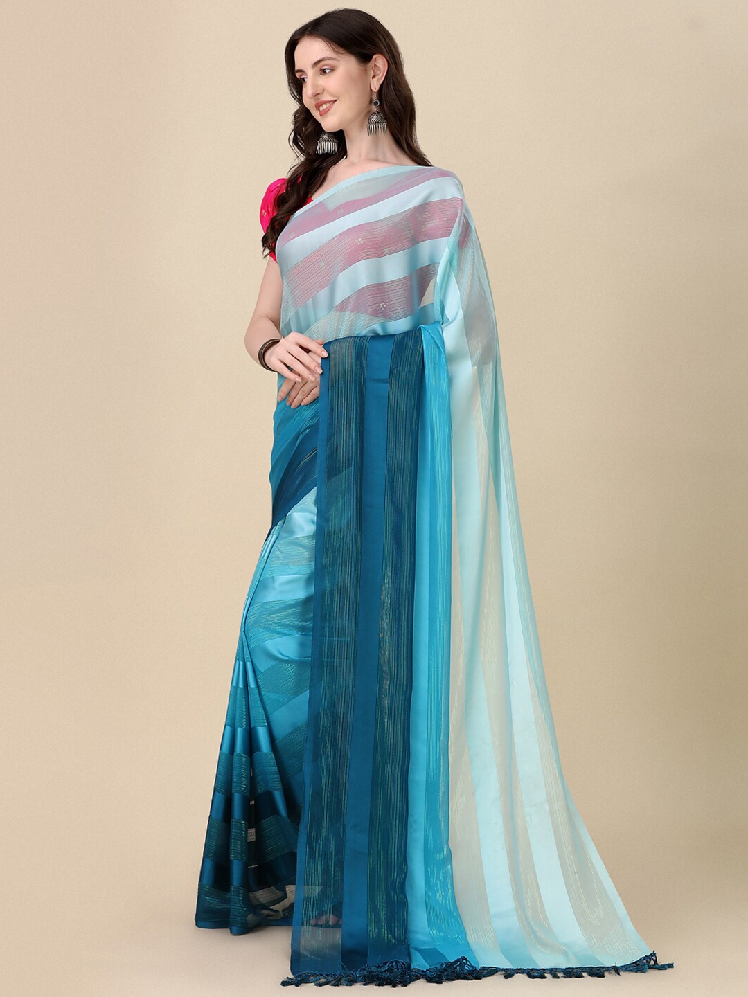 

KALINI Ombre Striped Saree, Blue