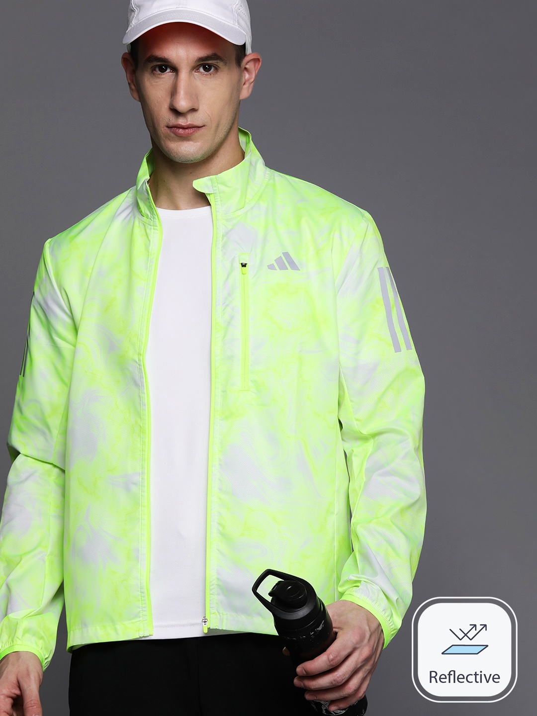 

ADIDAS OTR AOP Running Jacket, Fluorescent green