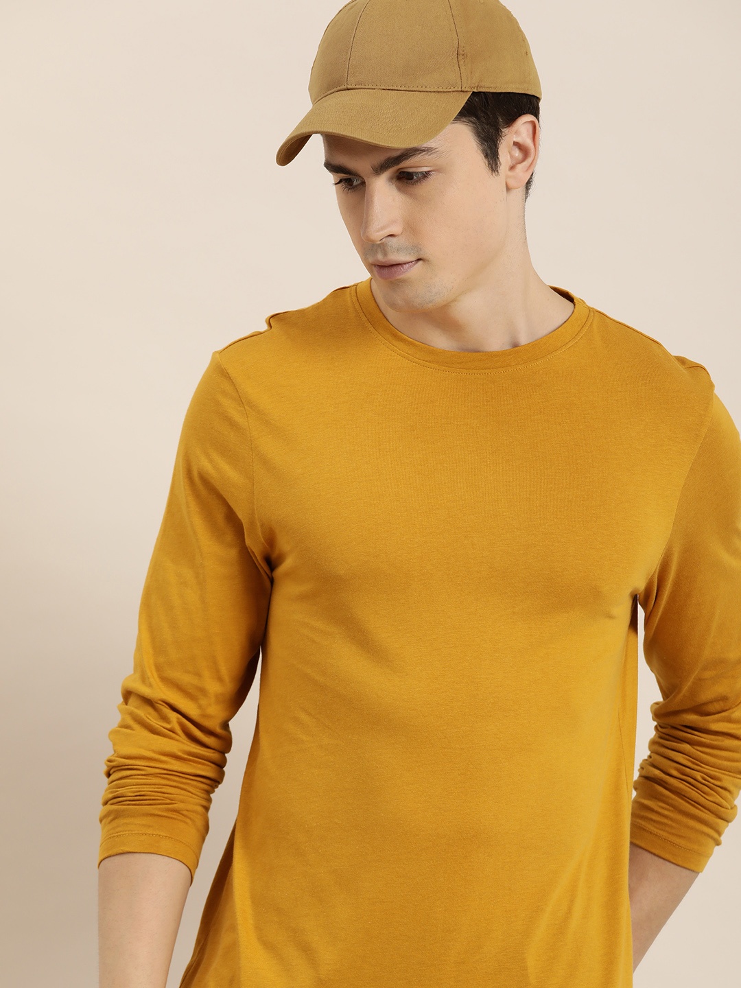 

INVICTUS Round Neck Full Sleeves Casual T-shirt, Mustard