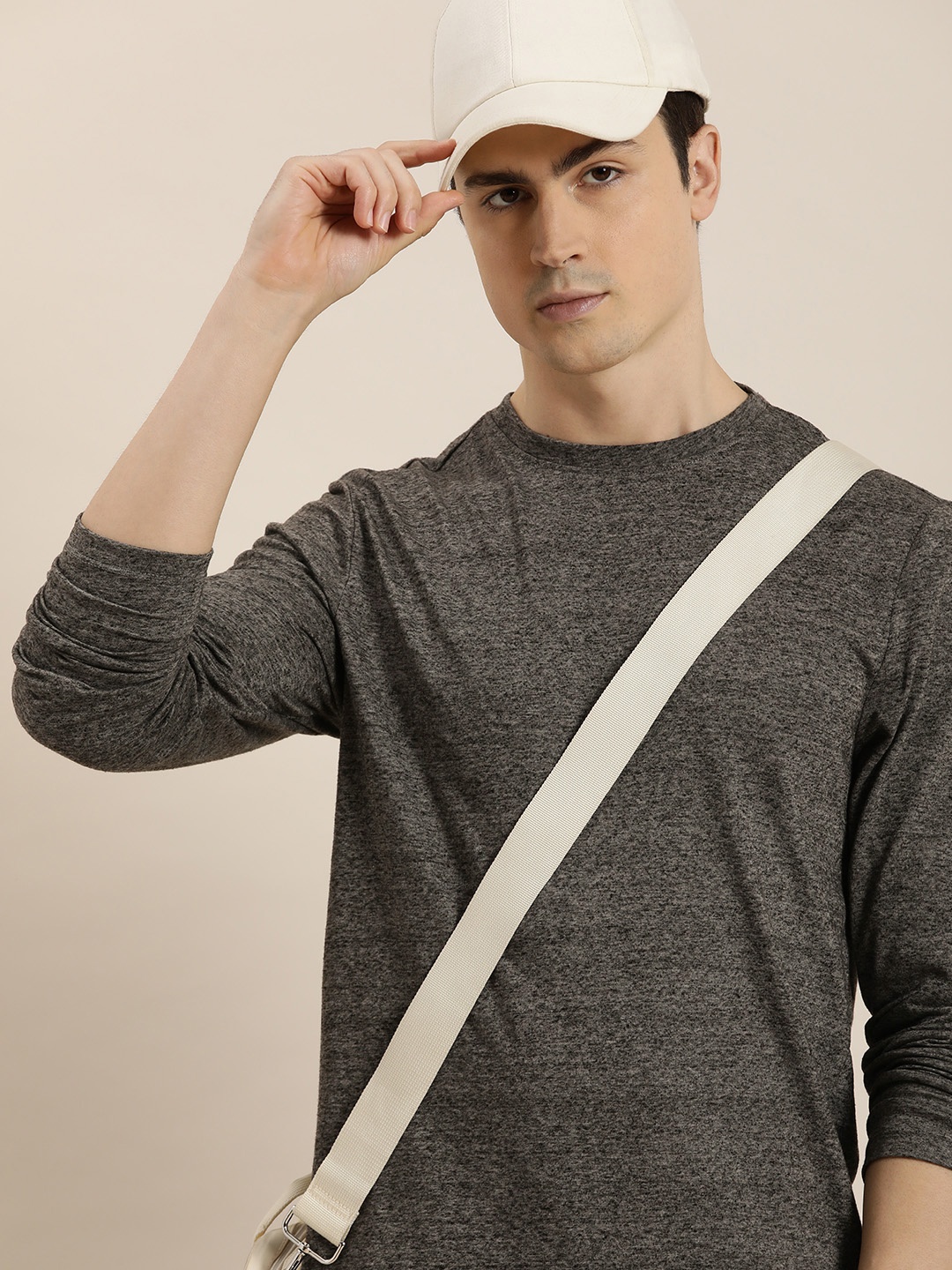 

INVICTUS Round Neck Full Sleeves Casual T-shirt, Grey melange