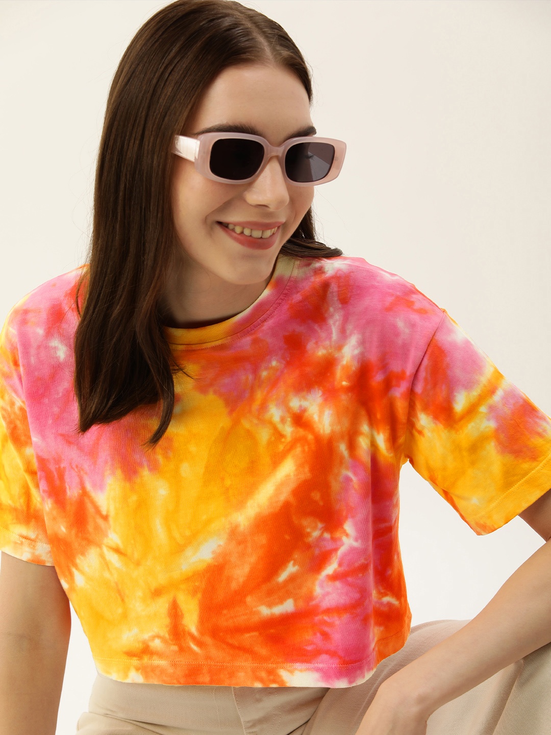 

Harvard Round Neck Tie and Dye T-Shirt, Orange