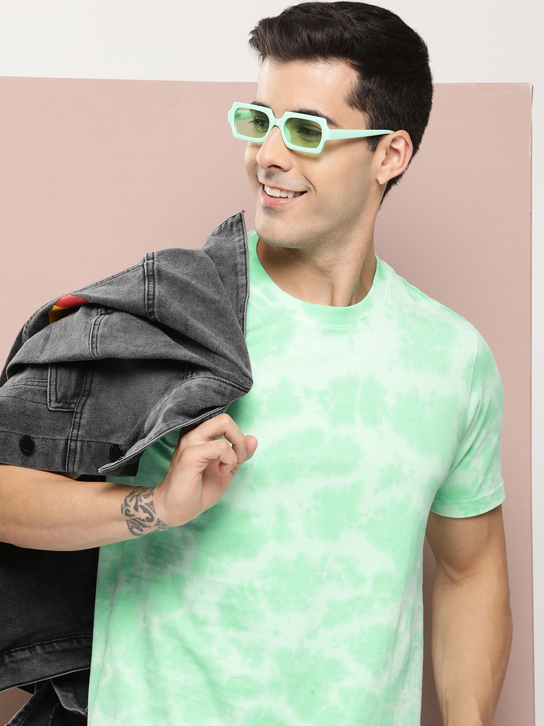 

Harvard Men Tie and Dye Pure Cotton T-shirt, Green