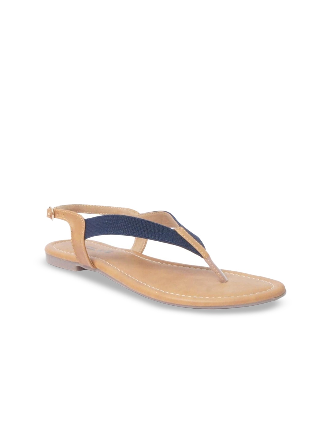 

SOLES Colourblocked Open Toe Flats, Navy blue