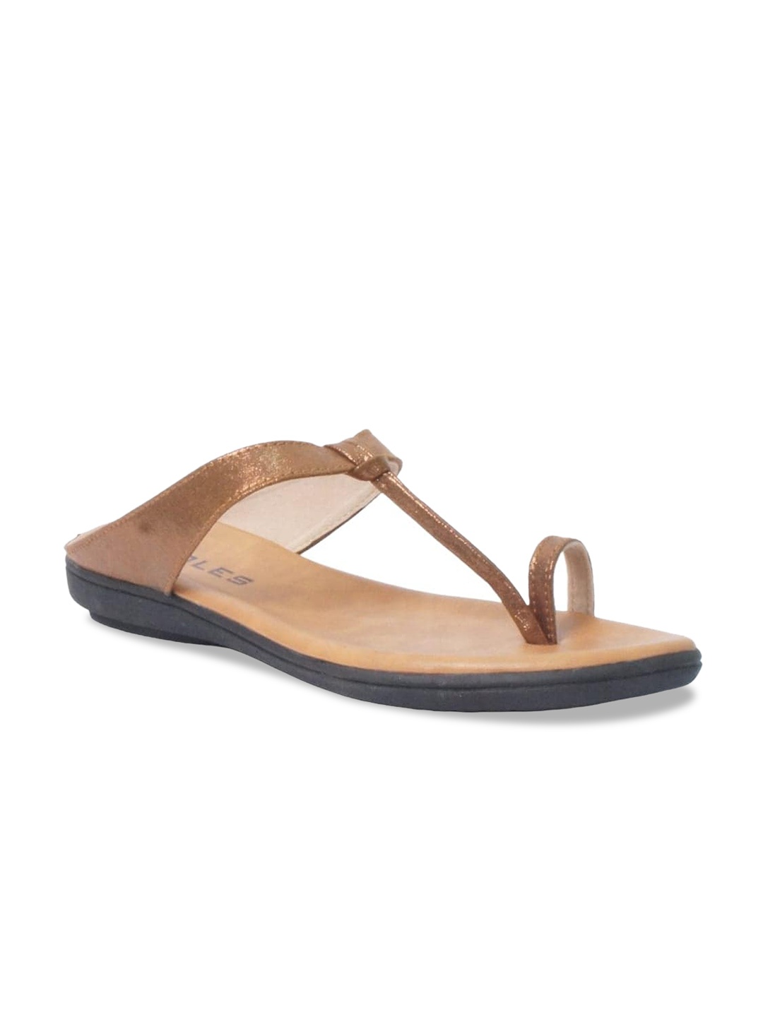 

SOLES Textured One Toe Flats, Bronze