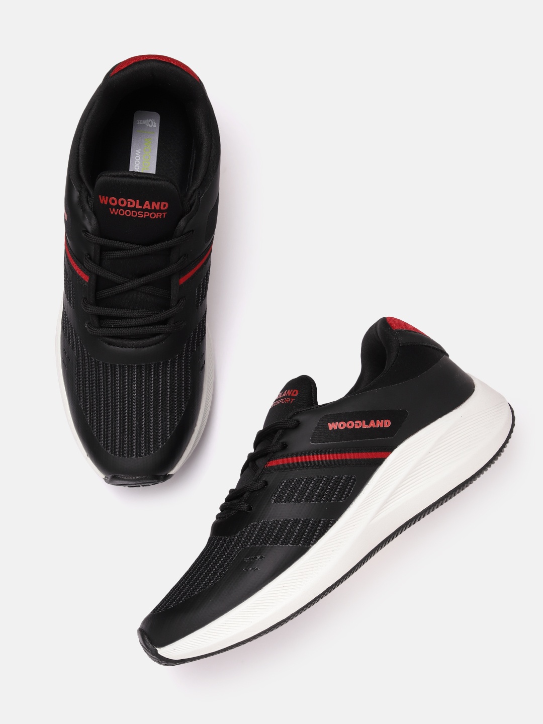 

Woodland Men Woven Design Running Shoes, Black