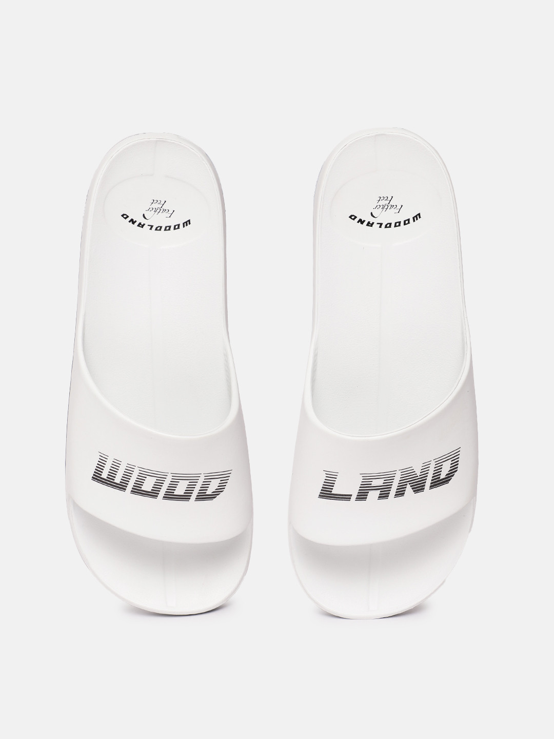 

Woodland Men Brand Logo Printed Sliders, White