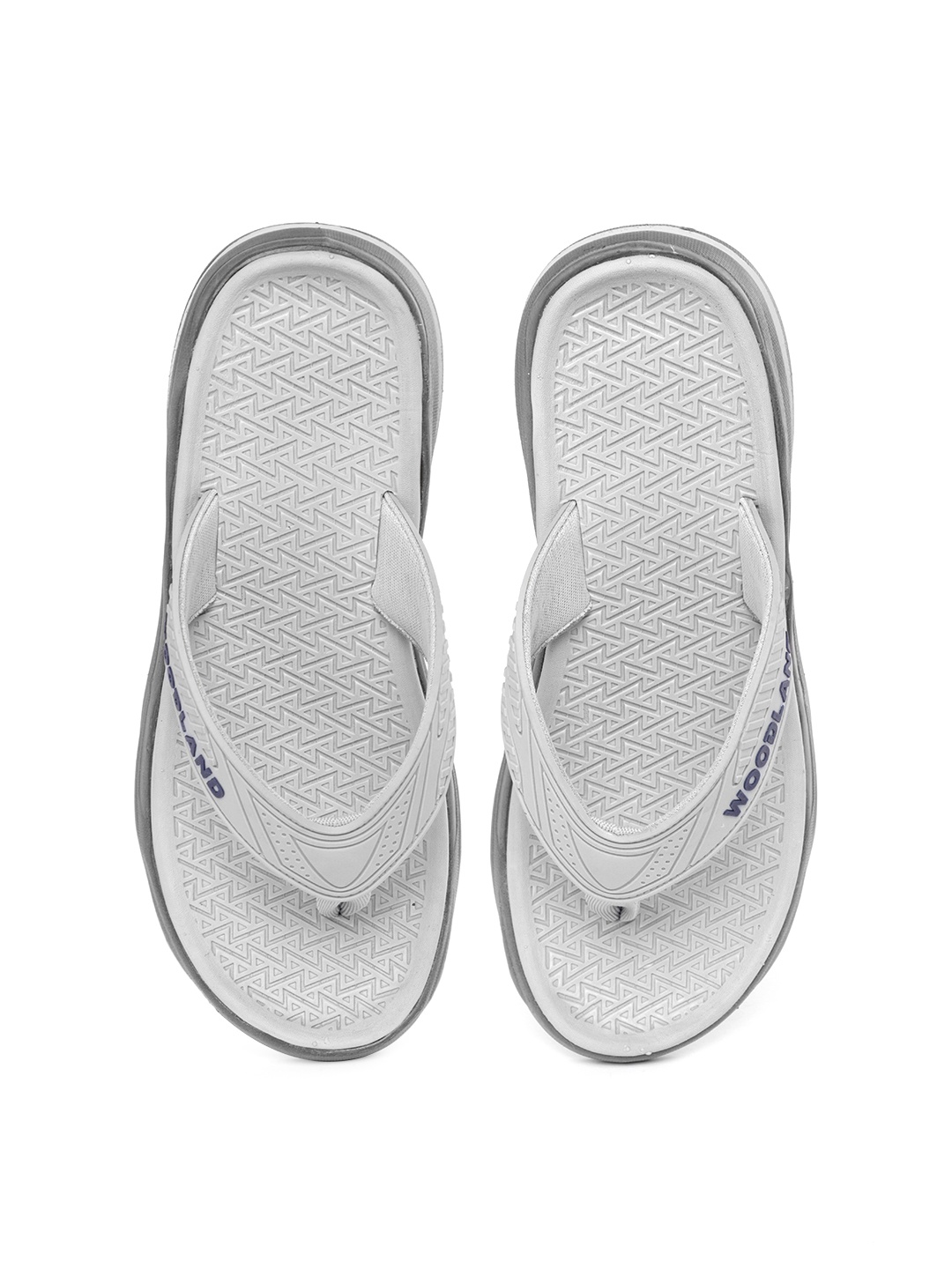 

Woodland Men Brand Logo Perforated Thong Flip-Flops, Grey