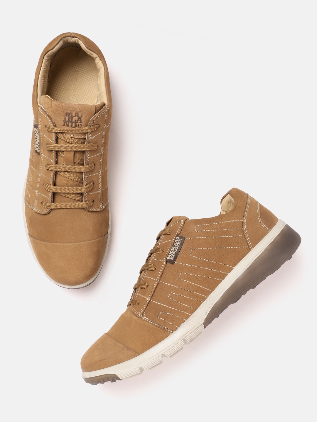 

Woodland Men Leather Sneakers, Camel brown