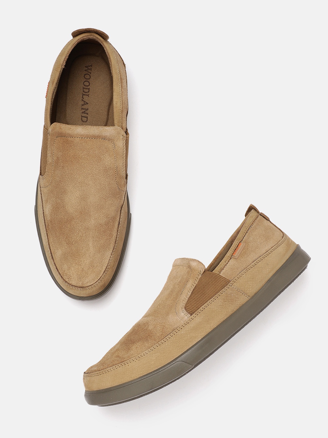 

Woodland Men Leather Loafers, Camel brown